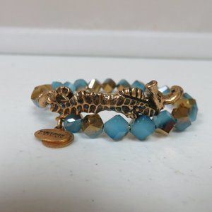 Alex and Ani  Vintage 66 Seahorse Blue/Gold Glass Bead Bracelet Wrap